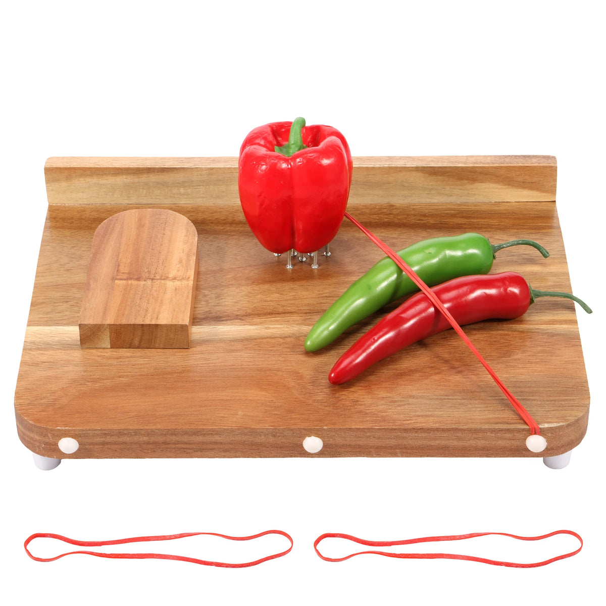planche découper bois marron clair poignée élastiques fruits légumes adapté personnes âgées