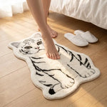 tapis coton jute blanc beige marron gris motif chat fourrure moderne chambre salon