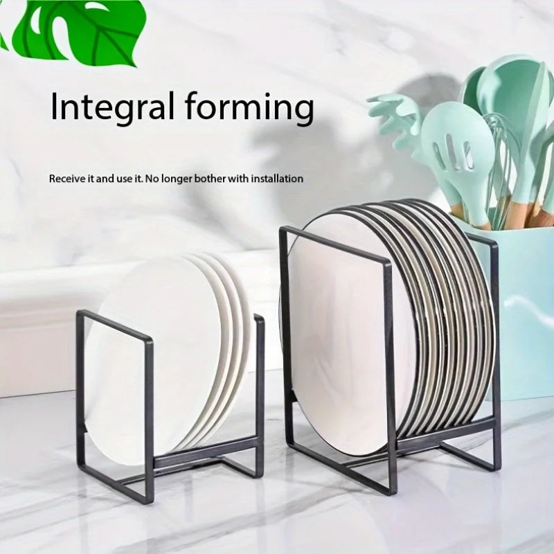 support assiettes métal noir moderne fixation clips rangement cuisine vaisselle organisation réutilisable élégant