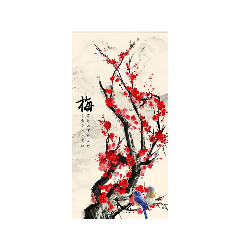 toile imprimée motifs floraux chinois bambou orchidée chrysanthème décoration murale rouleaux peinture asiatique traditionnelleSuspension