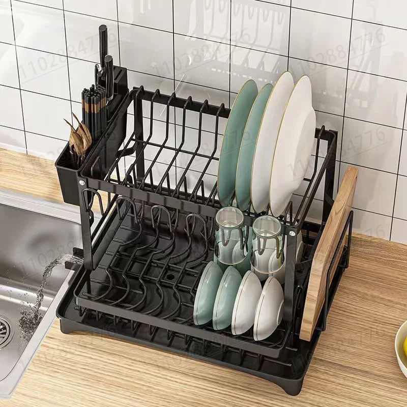 égouttoir vaisselle double niveau assiettes bols tasses verres couverts moderne minimalisteacierinox