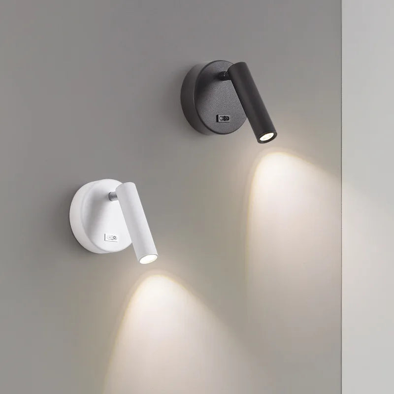 lampe murale moderne blanc noir tête ajustable interrupteur éclairage chambre salon cuisine