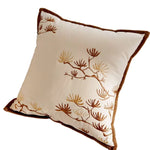 taies d'oreiller patchwork moderne motifs brodés couleurs variées géométriques fleurs beige marron noir blanc