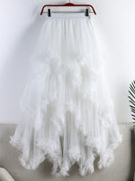 jupe tulle violet rouge élégante asymétrique franges translucide femme erotique summer