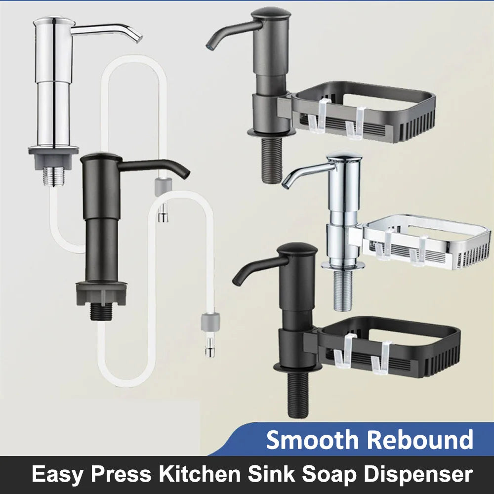 distributeur savon mains cuisine noir argenté moderne fixations vis support grille tailles