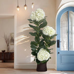 plante artificielle hortensia blanc vert moderne pot décoration intérieure réaliste