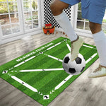 tapis d'entraînement football vert noir blanc jaune imitation gazon marquages géométriques ludique intérieur extérieur