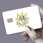 autocollants protection cartes bancaires dessins animés personnages porc oiseau violet vert blanc illustration
