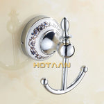 accessoires salle bain argenté ornements floraux classique porte serviettes anneau crochet vis assemble chrome