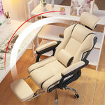 chaise moderne simili cuir beige bras amovibles repose pieds ajustable roulettes