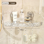 étagère salle bain adhésive transparente motif floral moderne crochets supports adhésifs
