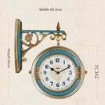 horloge murale double face bleu turquoise or décorative vintage figurines animales chambre salon