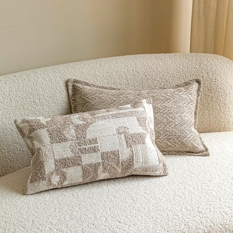 coussins décoratifs géométriques polyester 100% nordique contemporain beige gris clair 30x50cm