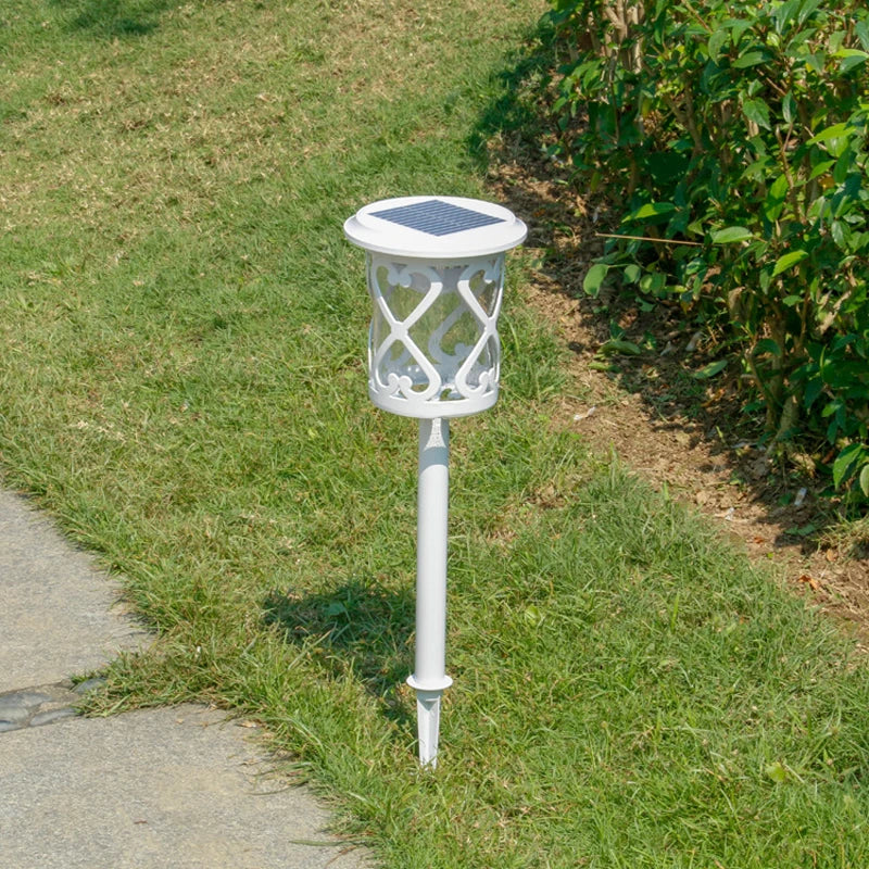lampe solaire extérieure blanc grille moderne pied trépied base fixation