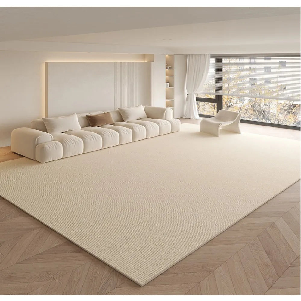 tapis moderne beige clair salon doux antidérapant non slip décoration maison chambre qualité polyester