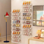 présentoir mural multifonctionnel clips fixation mur transparent figurines animées divers articles rangement couleurs modernes