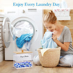 boîte rangement transparente multifonctionnelle bois naturel étiquettes imperméables lessive lingettes repassage Pods pins booster