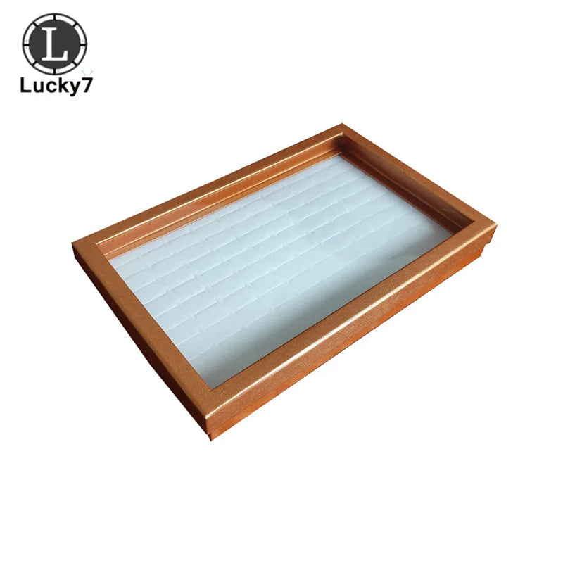 boîte bijoux moderne noir bleu jaune transparente 100 positions exposant anneaux sponge velvet packaging