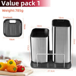 rangement cuisine moderne couteaux ustensiles support vertical spatules écumoire fourchette transparent argENTA Brillant lignes