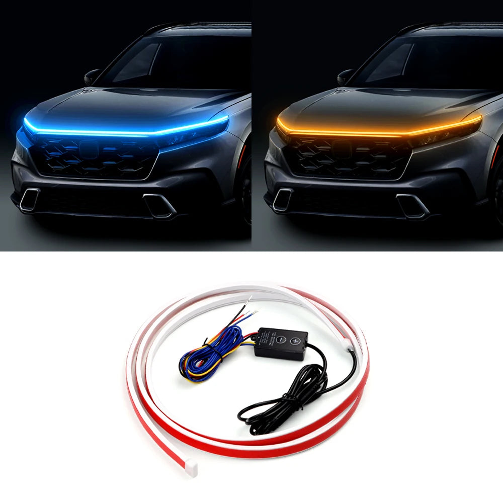 barre lumineuse voiture rouge blanche rayures horizontales adhésif moderne étanche ip66 led clignotante 12v