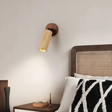 lampe murale moderne bois travertin éclairage chambre entrée led minimaliste fixée mur haute qualité