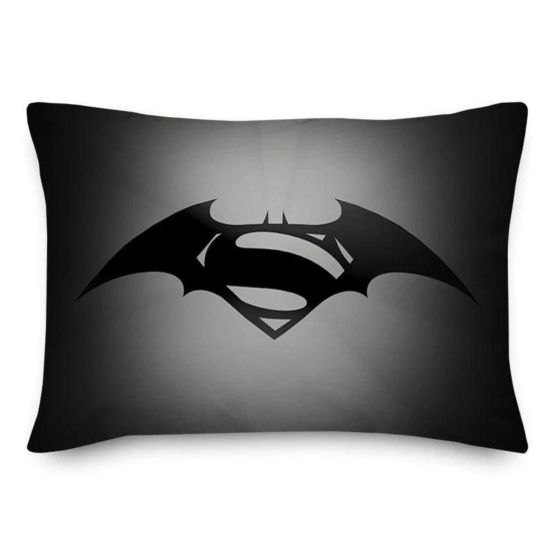 coussin housse polyester coton imprimé batman noir lit canapé décoration moderne double face 40x60cm