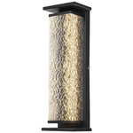 applique murale contemporaine led noire effet verre strié ip65 35cm 16cm 12cm