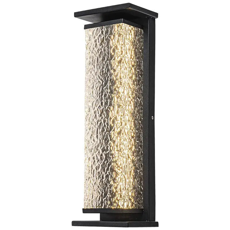 applique murale contemporaine led noire effet verre strié ip65 35cm 16cm 12cm