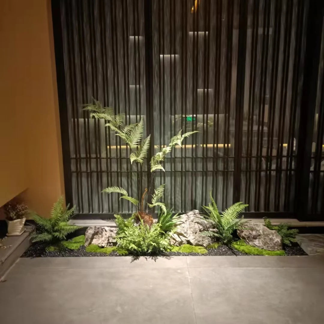 plantes artificielles feuilles fines vertes brunes modernes accrochables extérieures decoration murale naturelle