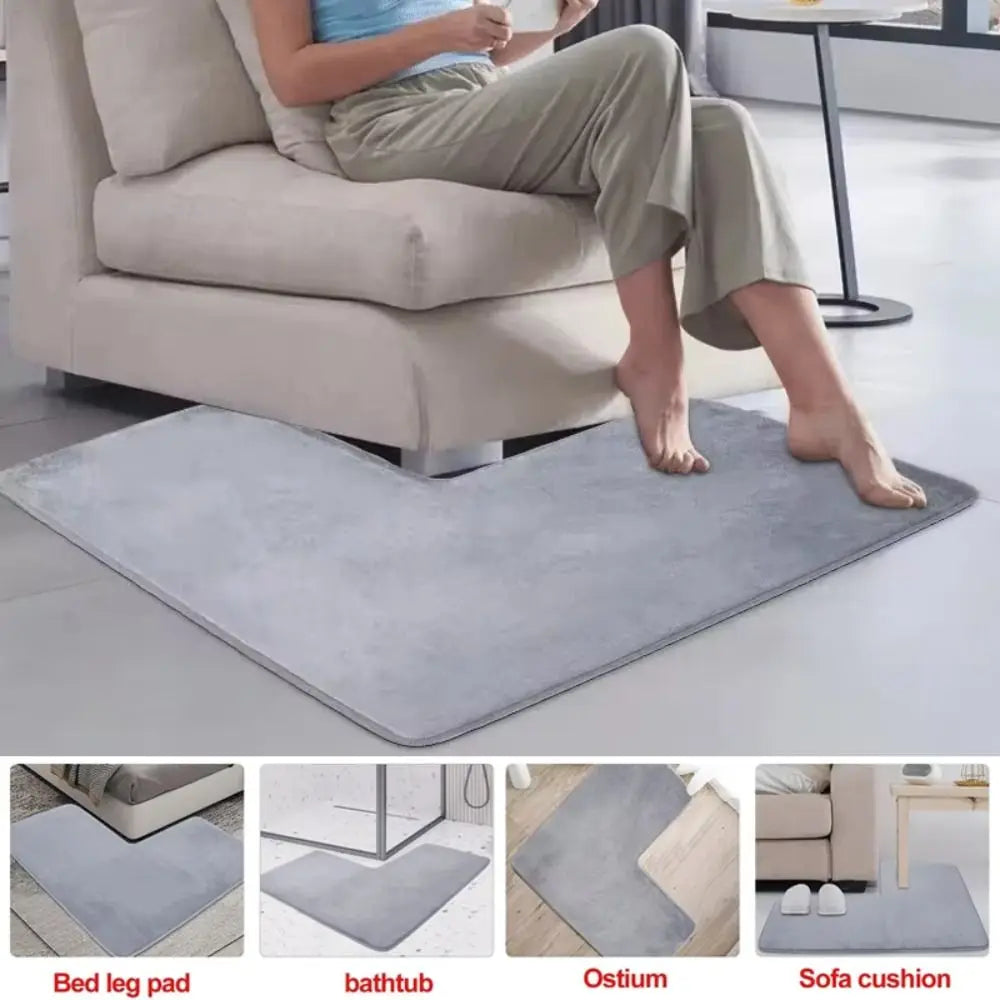 tapis gris doux moderne antidérapant salle bain salon uni mousseolvable chambre coucher