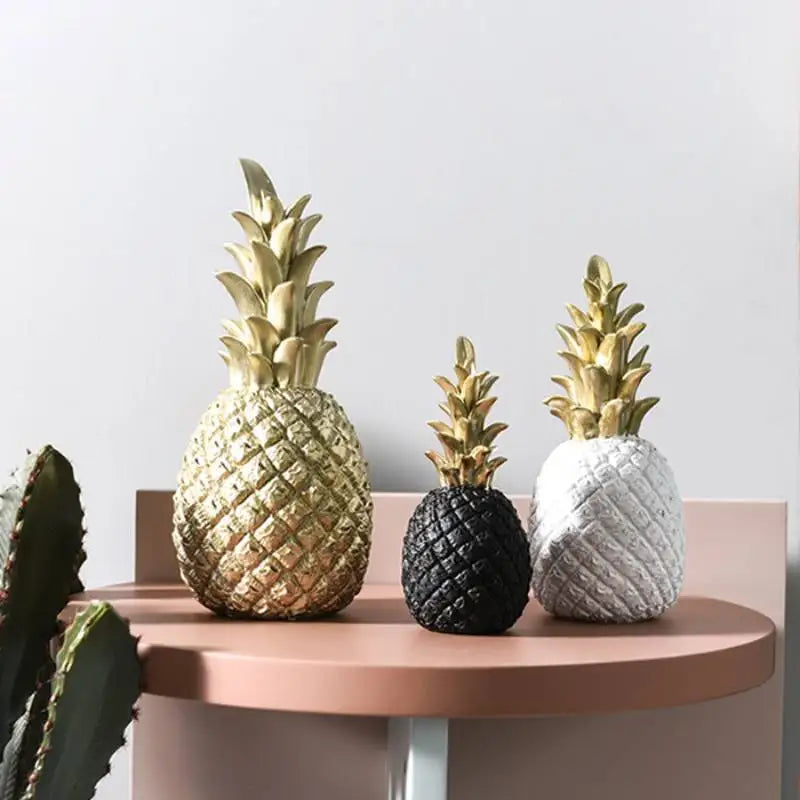 décoration moderne ananas résine noir blanc doré texture fruit chambre