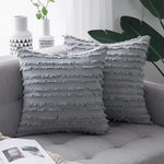 housses coussins boho chic beige franges opacité jacquard respectueux environnement non toxique moderne canapé