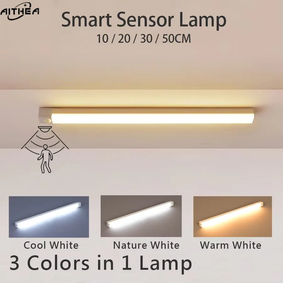 lampe led détecteur mouvement rechargeable usb blancs veilleuse rectangle moderne minimaliste adhésif