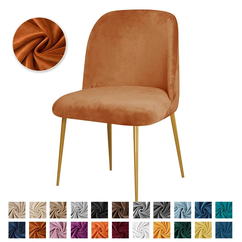 housses chaise velours élasthanne polyester moderne beige gris bleu orange pieds dorés