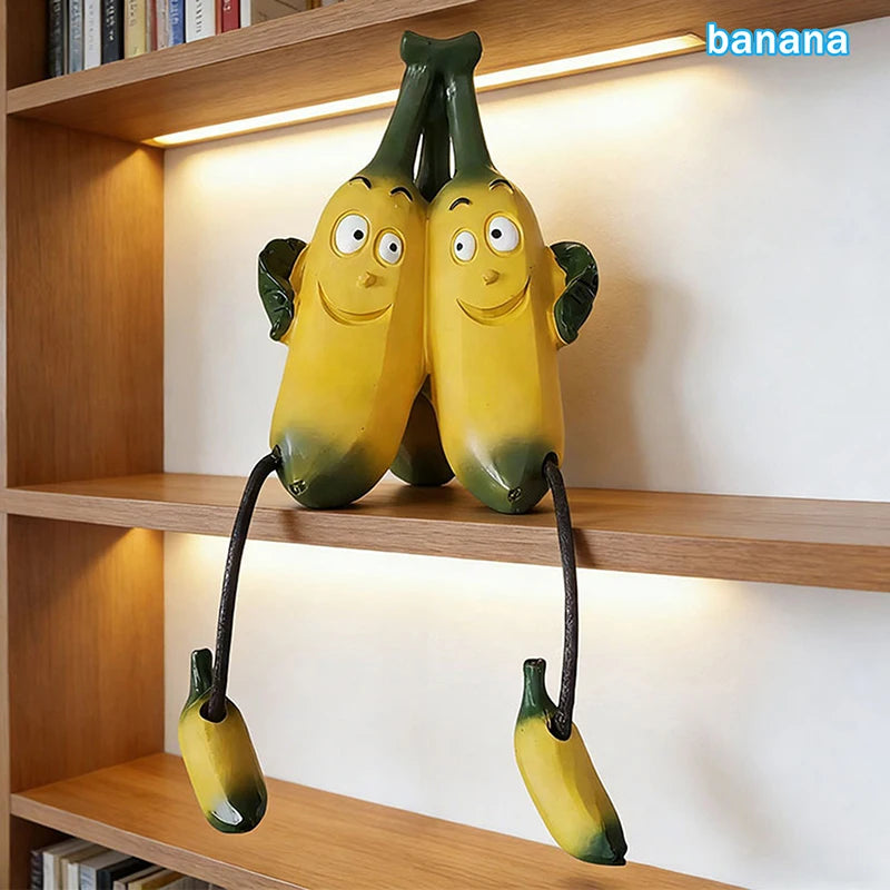 sculpture fruit ananas banane citron pomme résine cartoon opaque pieds jaunes noirs