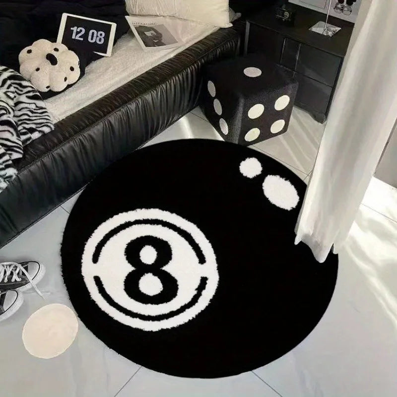 tapis noir doux motif boule moderne antidérapant polyester flanelle maison