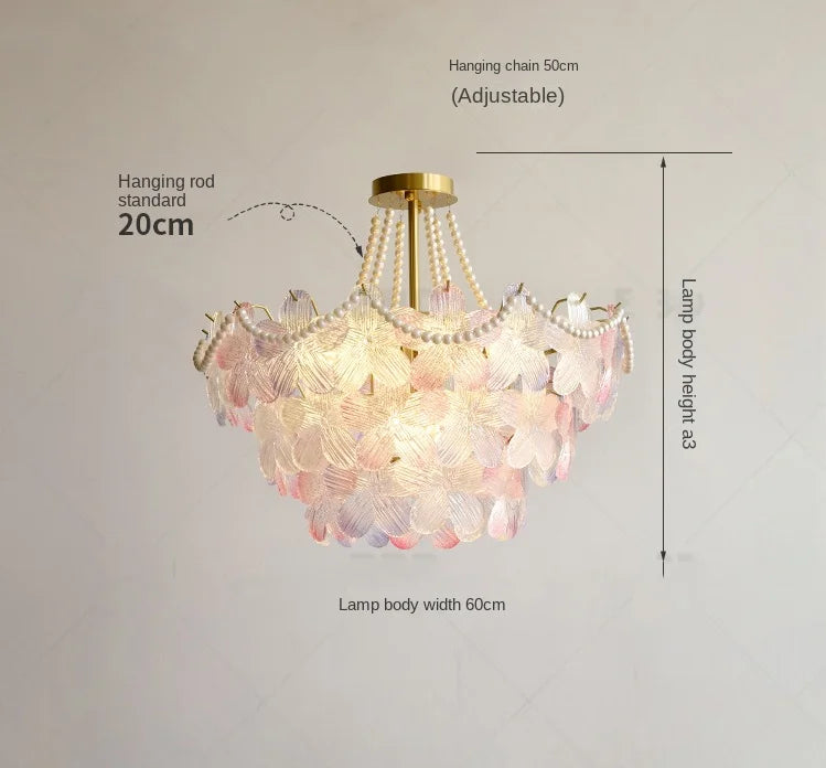 lampe suspendue classique rose fleurs chaîne ajustable blanc doré vintage chambre salon