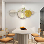 horloge murale moderne or beige géométrique minimaliste 100x38cm chambre salon decoration