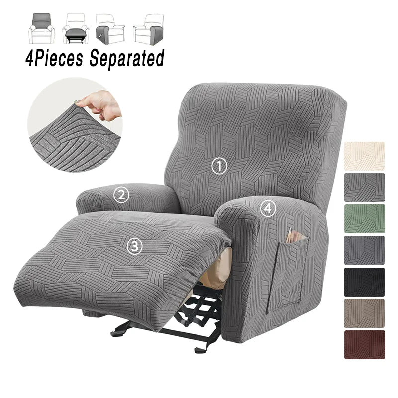 housses fauteuil inclinable vert clair rayures moderne adhésif poche extensibles polyestère lavable printemps été