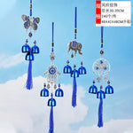 pendant ethnique attrape rêves œil bleu argenté clochettes métal maison jardinextérieur