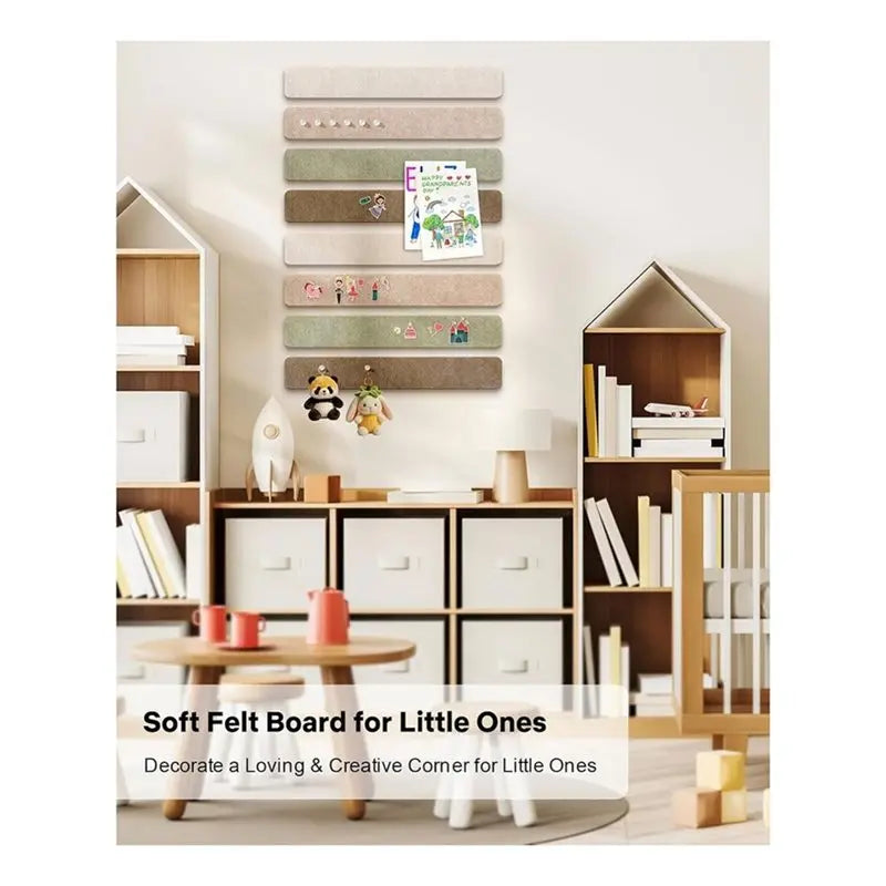 panneau decoratif feutre texturé beige marron vert gris minimaliste modernes pastilles adhésives punaises deco