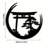 décoration murale plaque noire torii japonais arbres minimalistes art traditionnel maison entrée chambre
