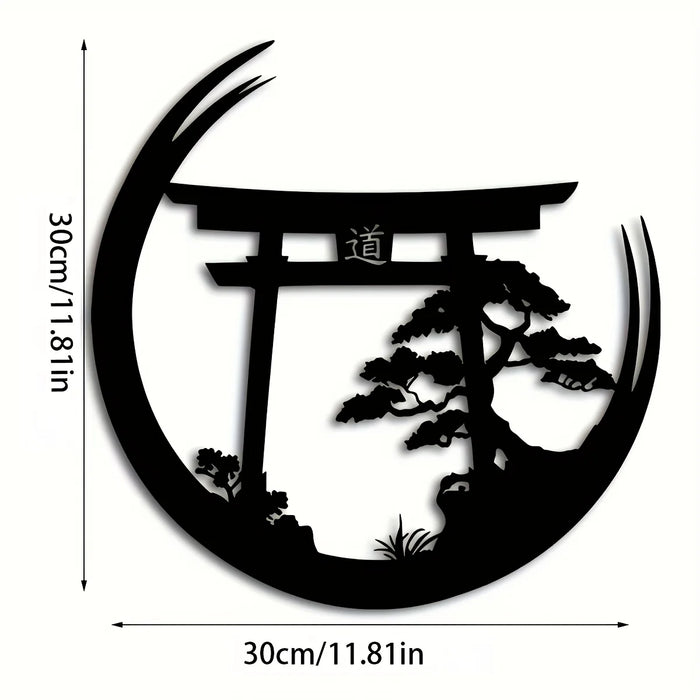 décoration murale plaque noire torii japonais arbres minimalistes art traditionnel maison entrée chambre