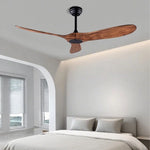 ventilateur moderne noir bois texture naturelle vitesses télécommande led 52 60 pouces