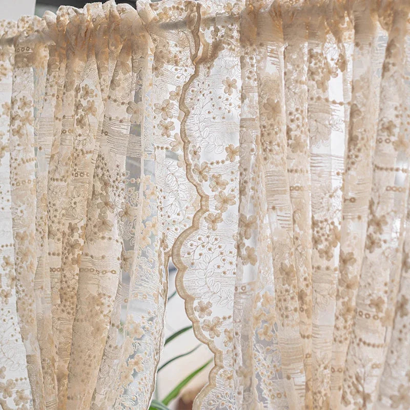 rideau tulle brodé fleur transparent classique maison chambre coucher