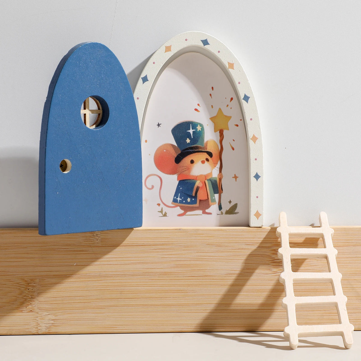 décoration murale porte elfe bois miniature souris étoile cœur cadeau enfant fantaisie