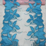 ruban décoratif brodé feuilles stylisées vert violet bleu rose noir 100 polyester 25cm 20yards
