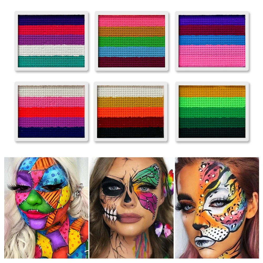 ruban adhésif multicolore rayures horizontales moderne stickers pinceau peinture corporelle uv luminescente halloween festivités