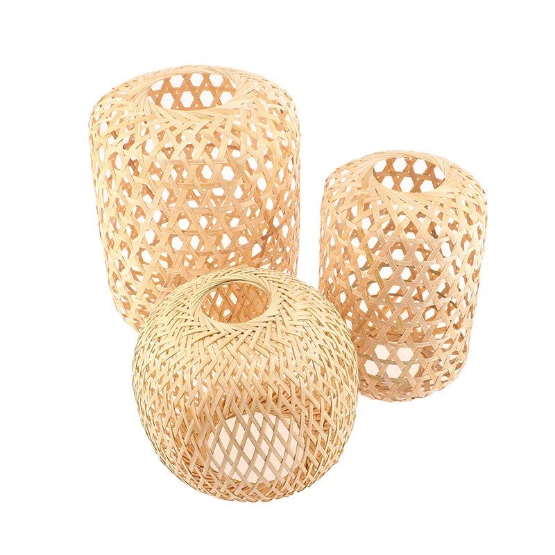 lampe suspendue tissage osier motif géométrique rustique bois naturel beigeclair