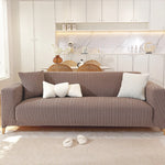 housse canapé polyester jacquard rayures verticales moderne beige clair salon lavable machine doux accueil